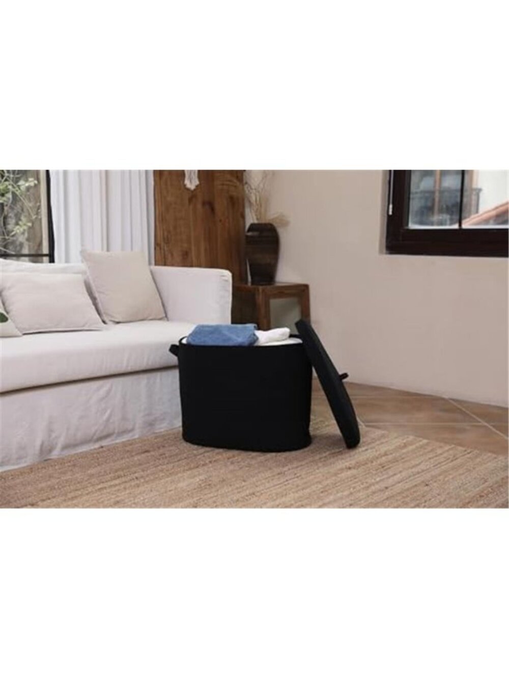 Extra Large Rectangular Rope Basket with Lid - Picture 5 of 7